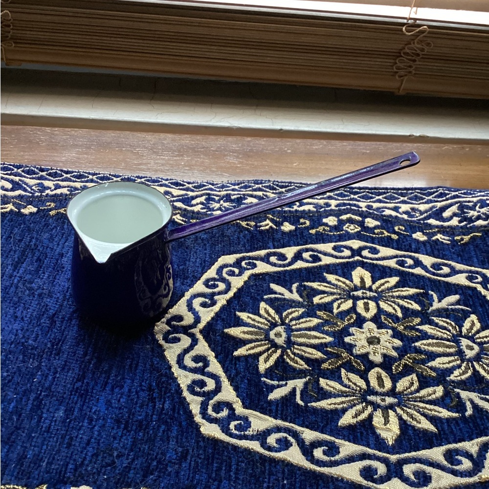Enamel Blue Long-Handled Pitcher